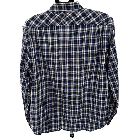 Rag & Bone New York White Blue Plaid Flannel Shirt Men's Size XL Classic Fit - Picture 8 of 10